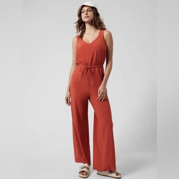 Athleta Pants - ATHLETA - Savannah Jumpsuit Romper Wide-Leg Currant Red - Size 16